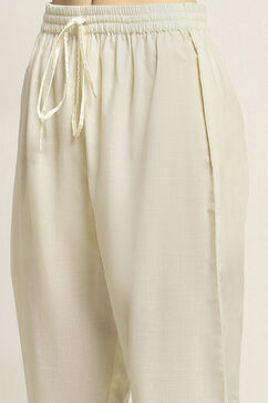 Off White Cotton Blend Straight SET image number 2