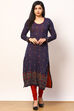 Indigo Jacquard Straight Kurta image number 0