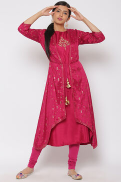 Wine Viscose Front Open Kurta image number 2