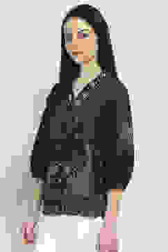 Navy Blue Printed Straight Shirt-Style Indie Top image number 2