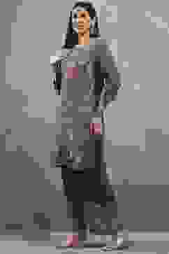 Blue Viscose Straight Kurta Pants Set image number 3