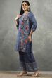 Blue Viscose Straight Kurta Pants Set image number 3