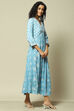 Blue LIVA Tiered Printed Dress image number 4
