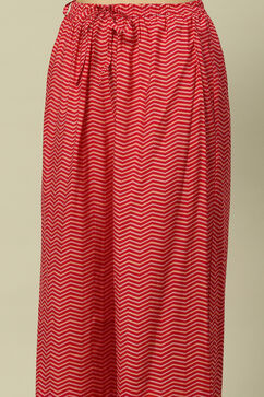 Fuchsia LIVA Straight Printed Kurta Palazzo Suit Set image number 2
