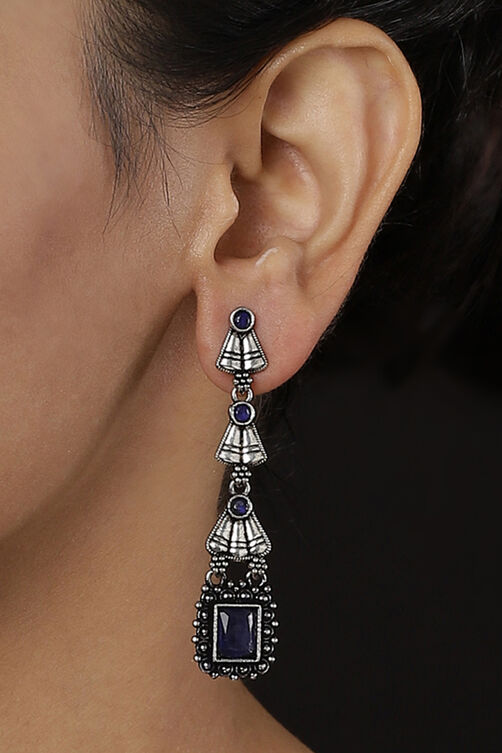 Blue Metal Brass Earrings image number 0