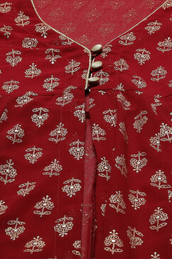 Red Art Silk Maxi Dress image number 2