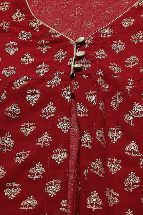 Red Art Silk Maxi Dress image number 2