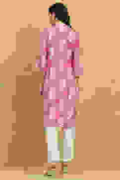 Pink Viscose Rayon Printed Straight Kurta image number 3