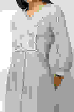 Sage Green Embroidered Flared Kurta image number 1