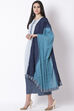 Aqua and Dark Blue Cotton Dupatta image number 1