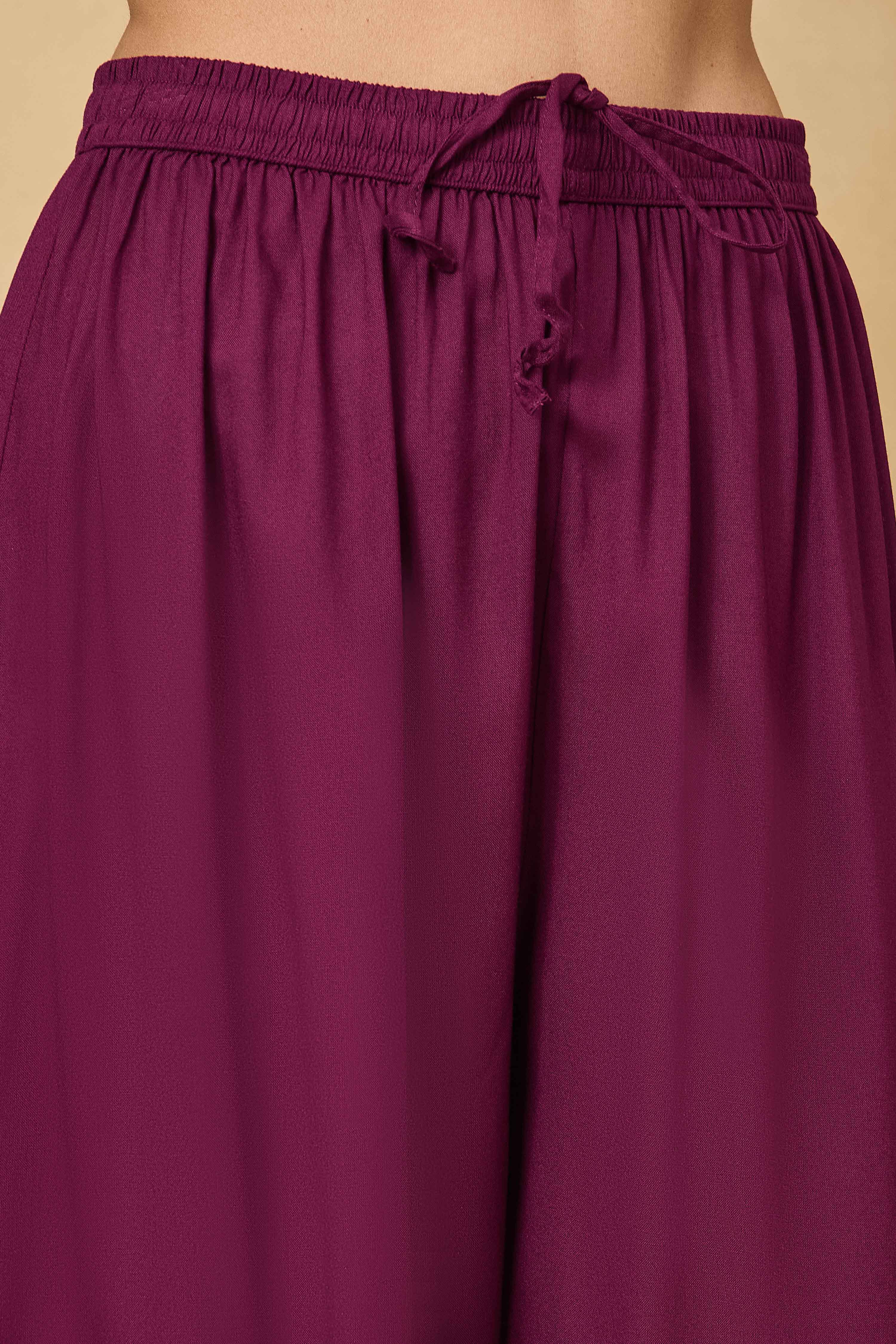 Purple Cotton Straight Yarndyed Kurta Pants Set image number 2