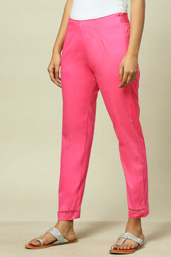 Pink Cotton Blend Slim Pant image number 2