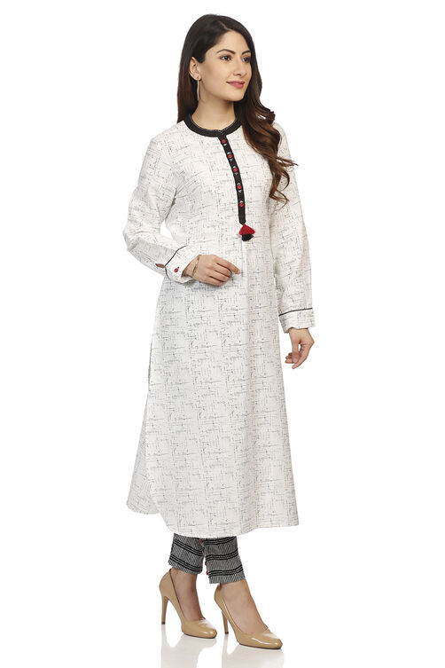 Ecru A Line Cotton Kurta image number 2