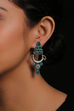 Green Metal Brass Earrings image number 1