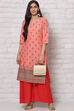 Coral Cotton Straight Kurta image number 5