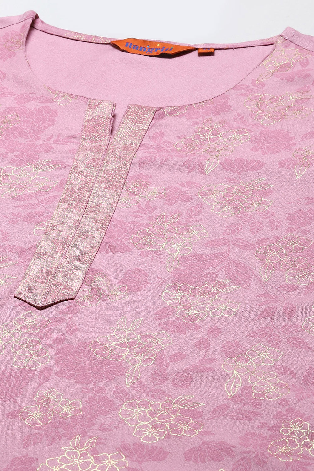 Pink Rayon Printed Straight Kurta image number 1