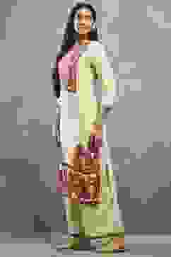 Beige Viscose Straight Kurta Pants Set image number 3