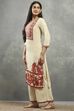Beige Viscose Straight Kurta Pants Set image number 3