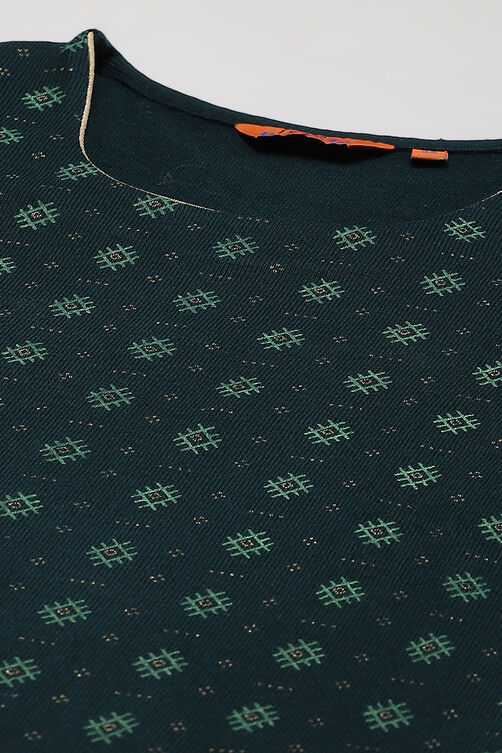 Teal Green Acrylic Straight Kurta image number 1