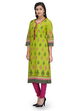 Green Cotton Straight Kurta image number 2
