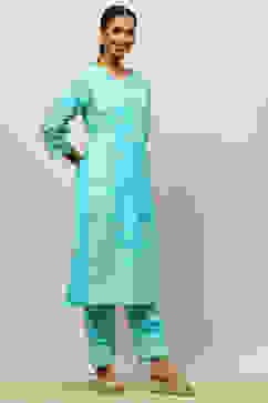 Blue Viscose Blend Printed Straight Kurta image number 4