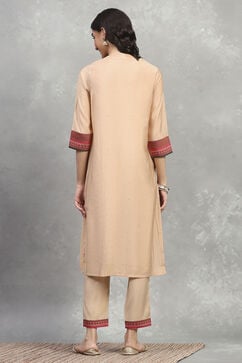 Gold Viscose Blend Printed Straight Kurta image number 3