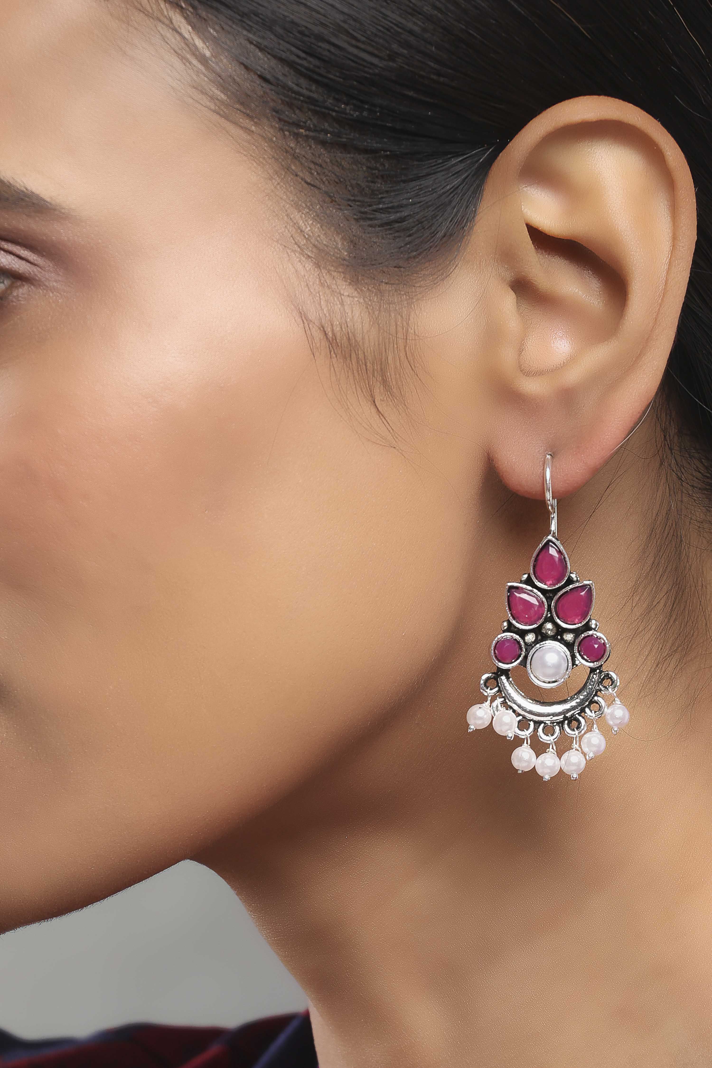 Dark Pink Alloy Drop & Danglers image number 1