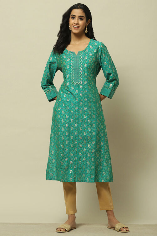 Green Viscose Straight Kurta image number 0