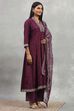 Purple Viscose Rayon Embroidered Kalidar Suit Set image number 5