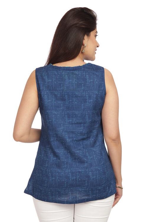 Indigo Straight Cotton Indie Top image number 5