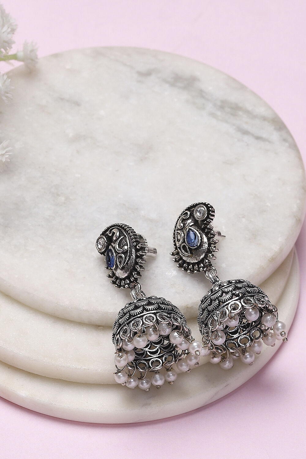 Navy Brass Jhumka image number 0