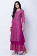 Purple Poly Cotton A Line Kurta image number 3