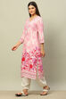 Pink Rayon Printed Straight Kurta image number 2