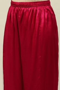 Magenta Printed Straight Suit Set image number 2