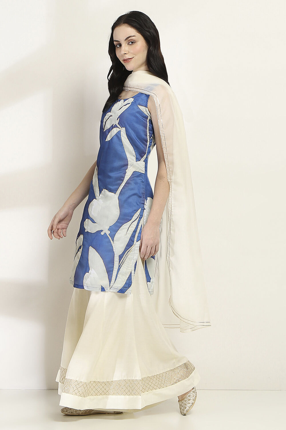 Blue Viscose Blend Straight SET image number 3