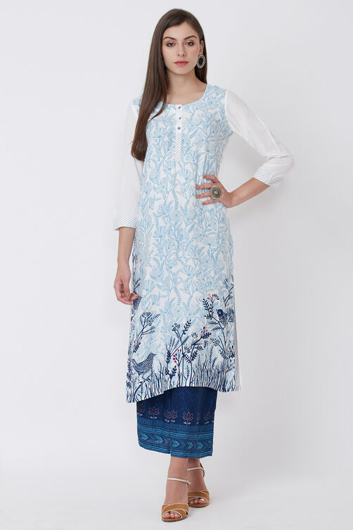 White Viscose Rayon Straight Kurta image number 0