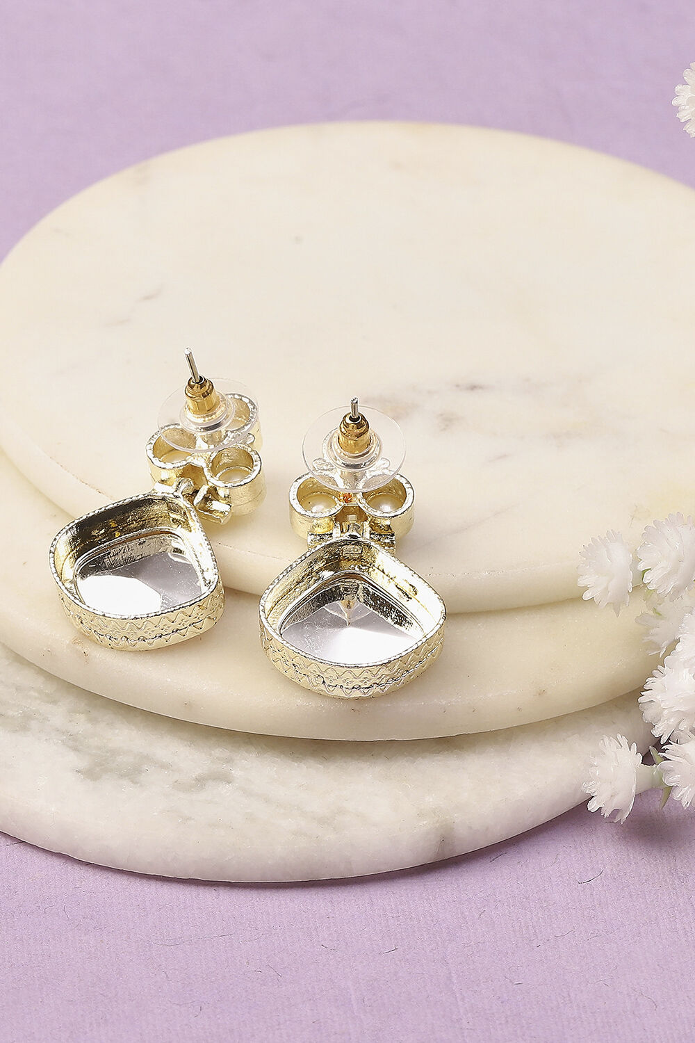 Light Pink Oxidised Alloy Earrings image number 2