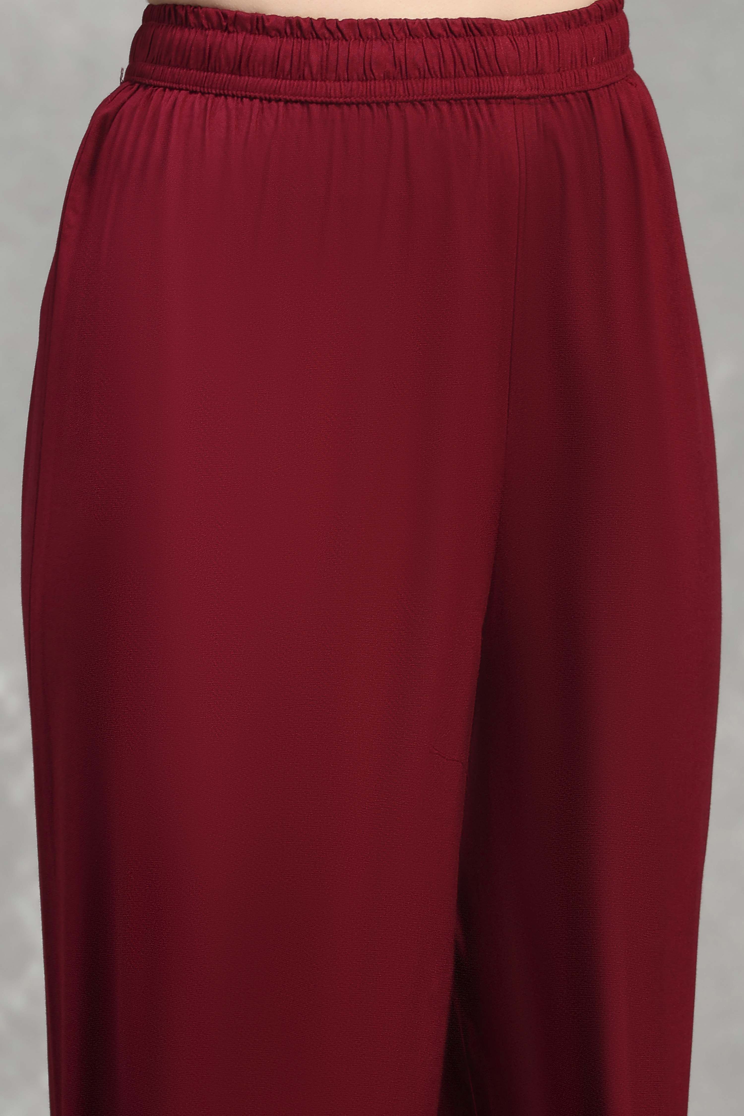 Green-Maroon Viscose Rayon Printed Gathered Suit Set image number 2