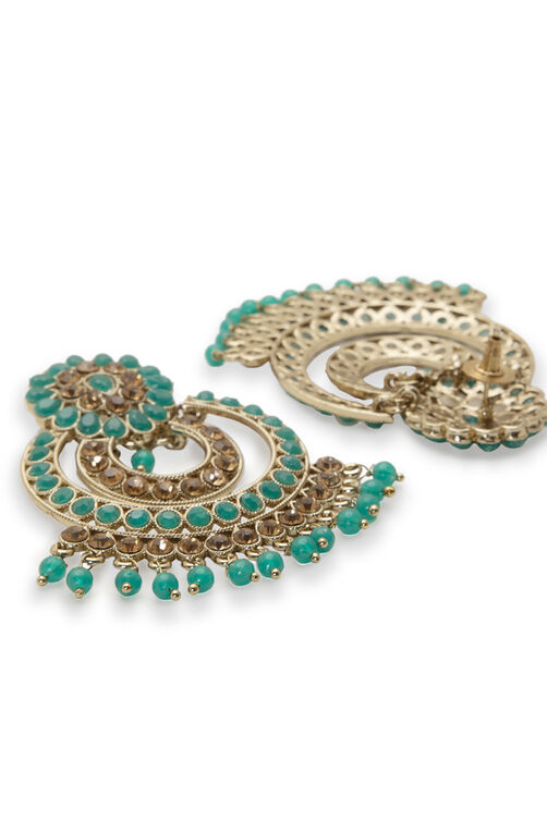 Green Metal Brass Earring image number 2