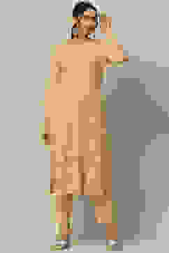 Ecru Rayon Straight Suit Set image number 6