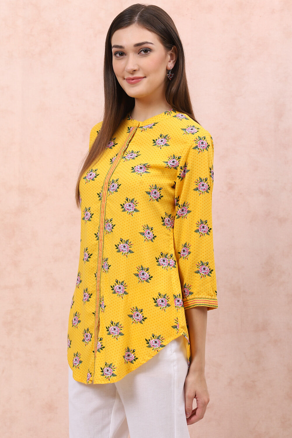 Yellow LIVA Floral Top image number 0