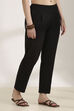 Black Rayon Straight Palazzos image number 3