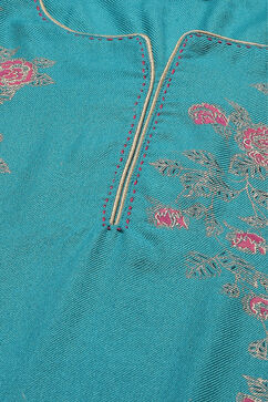 Teal Green Acrylic Straight Kurta image number 5