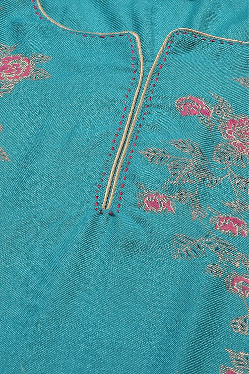 Teal Green Acrylic Straight Kurta image number 5