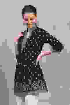 Black Cotton Printed A-Line Top image number 2