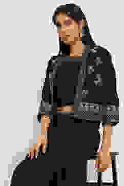 Black Viscose Blend Skirt Set image number 7