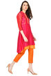 Pink Flared Polyester Kurta image number 2