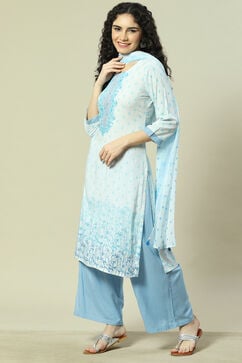 Light Blue LIVA Woven Straight Kurta Suit Set image number 5