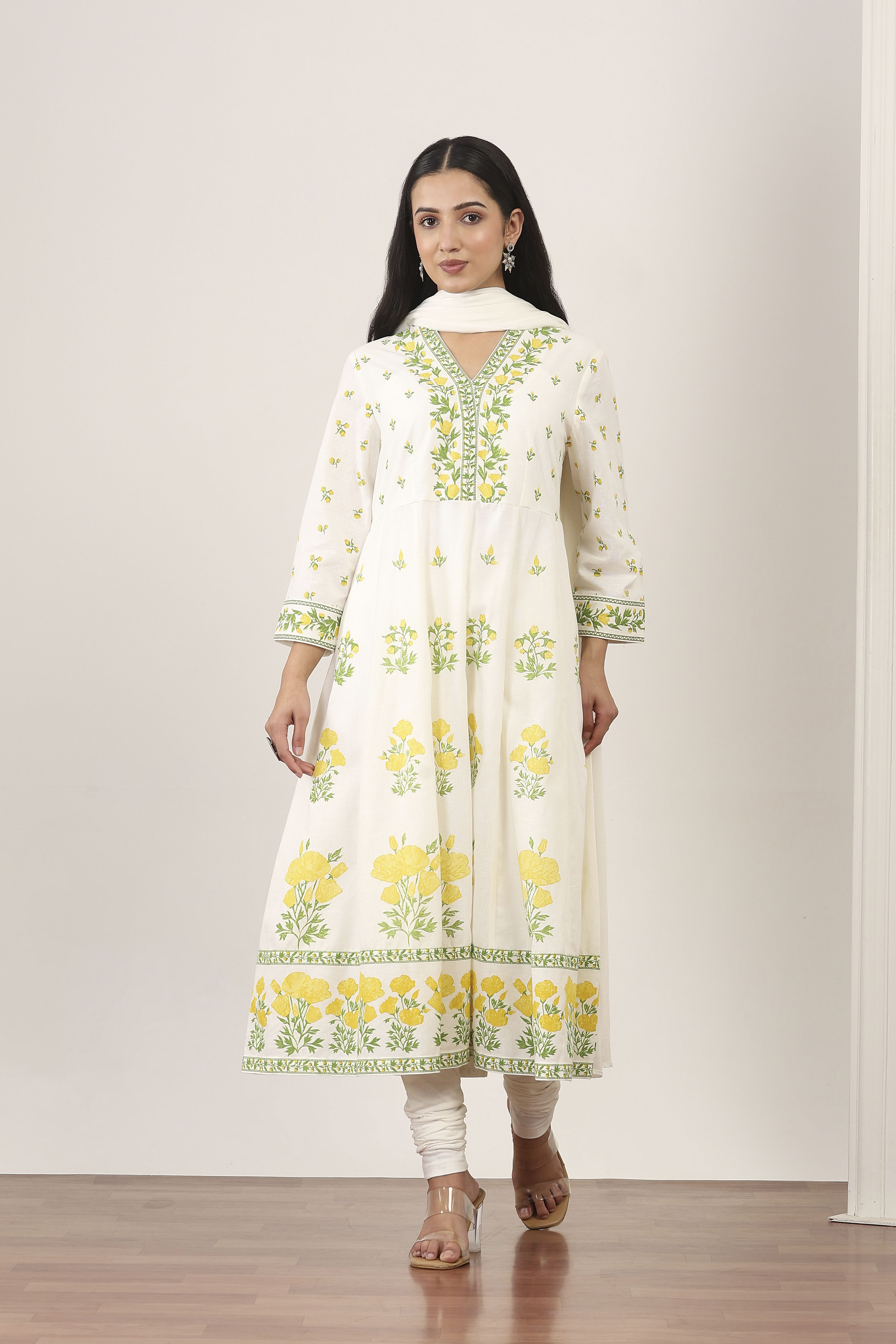 Yellow Cotton Blend Cotton Lehenga Sets image number 6