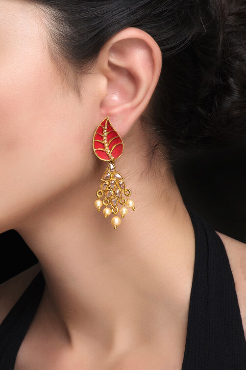 Green Metal Brass Earring image number 0